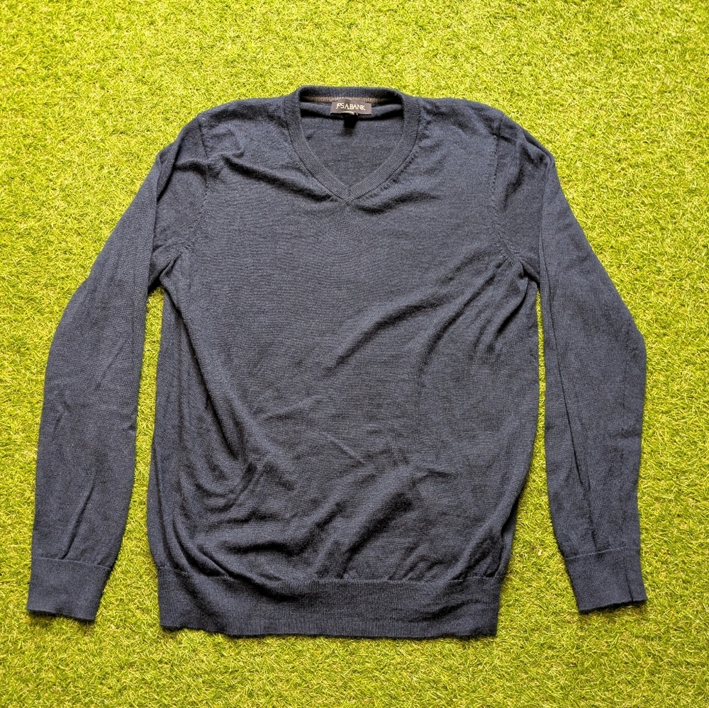 Jo's. A. Bank Tailored Fit Navy Blue Merino Wool Sweater Size Medium
